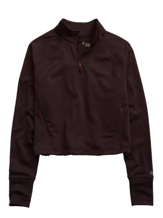 Offline Tops - Offline by aerie Quarter-Zip Pullover Jacket in Dark Brown